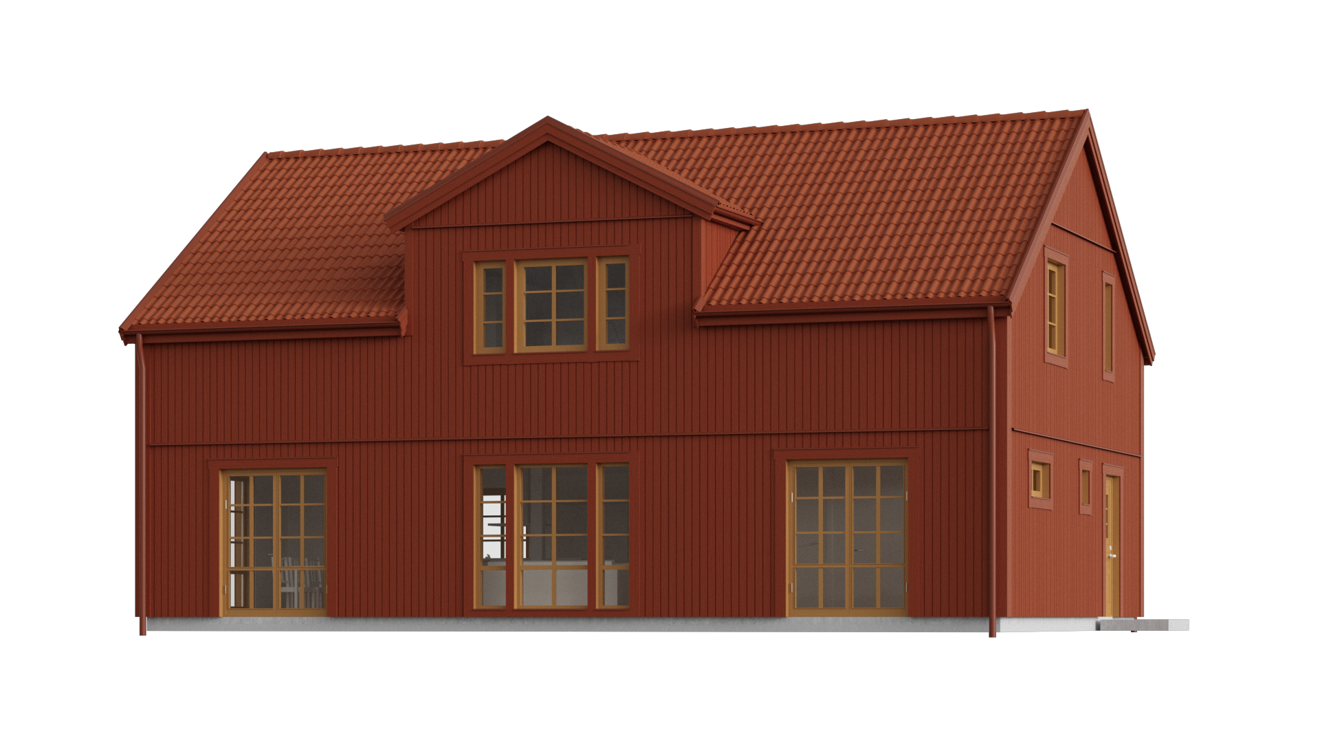 Ett rymligt 2plans hus med stora dramatiska fönsterpartier. Myresjöhus